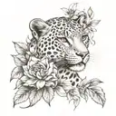 Leopard female flower feminine tattoo tattoo design idea