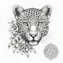 Leopard female flower feminine tattoo tattoo design idea