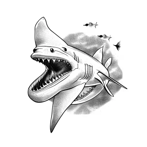 Shark with Skull tattoo design idea
