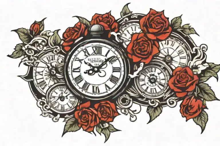 broken clock tattoo design idea