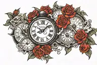 broken clock tattoo design idea