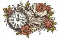 broken clock tattoo design idea
