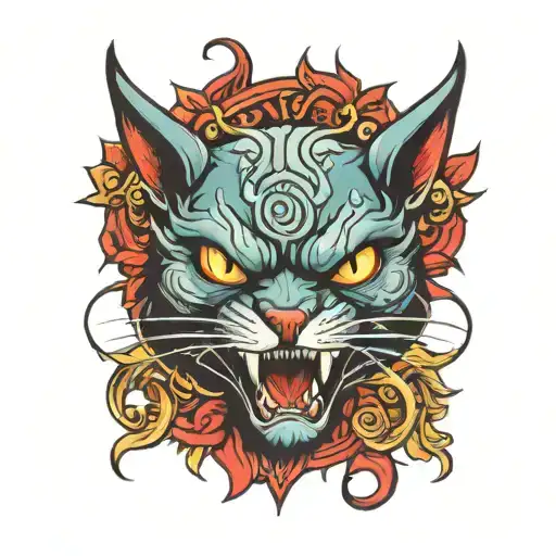 demon cat tattoo design idea