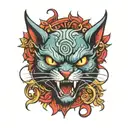 demon cat tattoo design idea