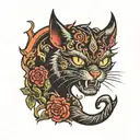 demon cat tattoo design idea