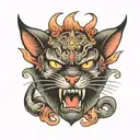 demon cat tattoo design idea