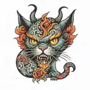 demon cat tattoo design idea