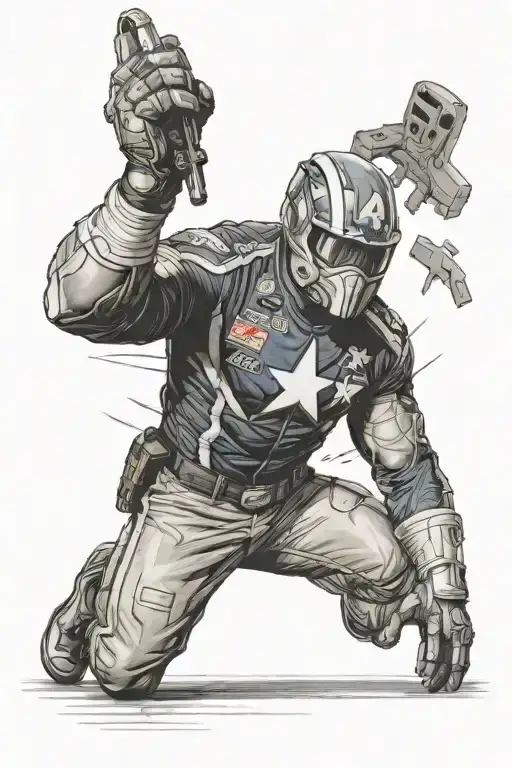 A realistic tattoo of a pitcrew member from NASCAR wearing a Marvel Comics superhero costume tattoo design idea