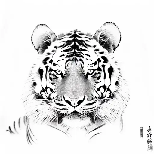 humanoid tiger with katana fighting pose tattoo design idea