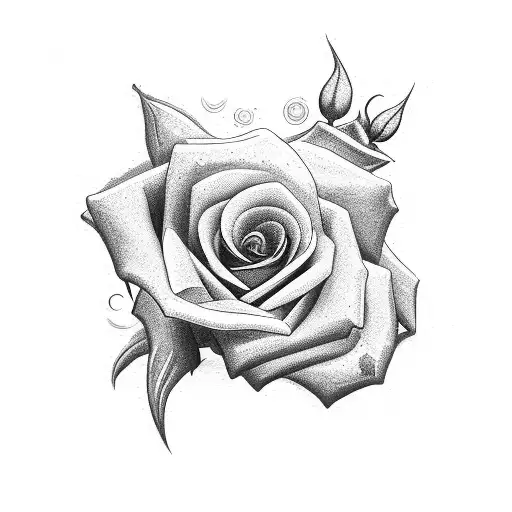 Rose with stem spelling out nik in cursive  tattoo design idea