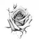 Rose with stem spelling out nik in cursive  tattoo design idea