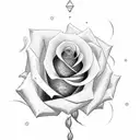 Rose with stem spelling out nik in cursive  tattoo design idea