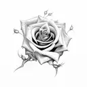 Rose with stem spelling out nik in cursive  tattoo design idea