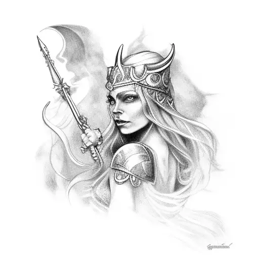 nordic goddess freya tattoo design idea