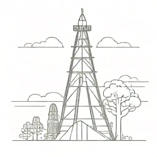 drilling tower tattoo design idea