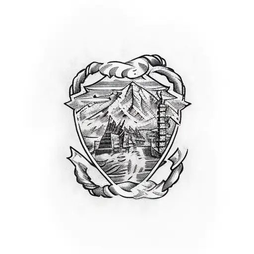 backpiece wildwest and cowboys inspired by Copenhagen as city tattoo design idea