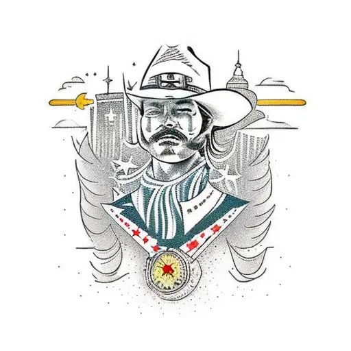 the wildwest and cowboys inspired by Copenhagen as city tattoo design idea