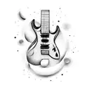 electric guitar with moon tattoo design idea