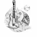 electric guitar with moon tattoo design idea