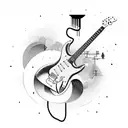 electric guitar with moon tattoo design idea
