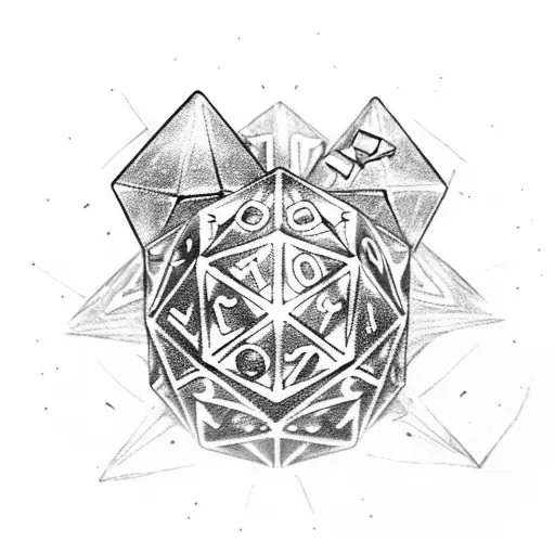 dungeons and dragons steampunk clock and dice tattoo design idea
