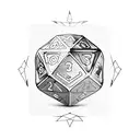 dungeons and dragons steampunk D20 dice tattoo design idea