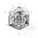 dungeons and dragons steampunk clock and dice tattoo design idea