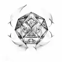 dungeons and dragons steampunk clock and dice tattoo design idea
