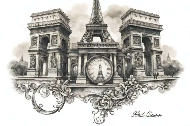 Paris and Belgium tattoo design idea