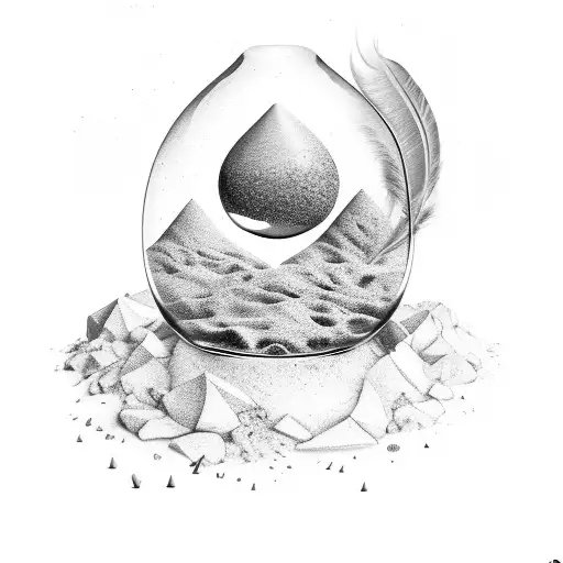 An hourglass filled with feathers instead of sand, symbolizing the fleeting nature of time and the lightness of dreams tattoo design idea
