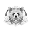 A sleeve tattoo featuring a bear surrounded by feathers, representing strength and freedom tattoo design idea