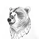 A sleeve tattoo featuring a bear surrounded by feathers, representing strength and freedom tattoo design idea