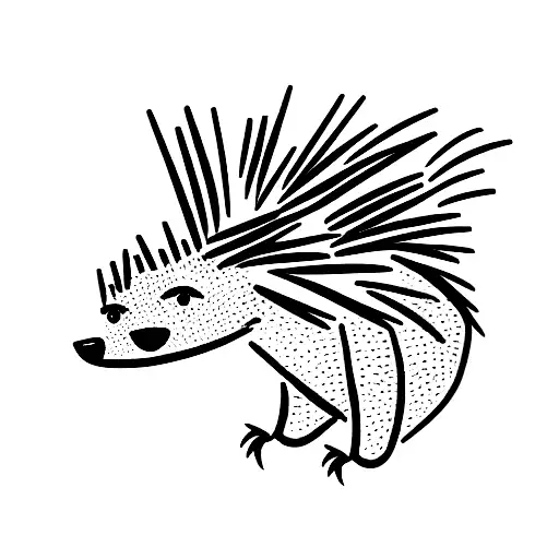 Porcupine art black and white t-shirt - TenStickers