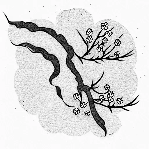 Cherry Blossom in the wind tattoo design idea