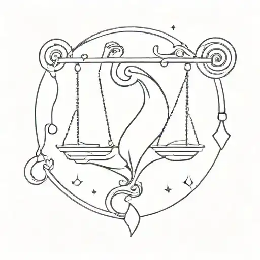 aquarius combine libra zodiac tattoo design idea