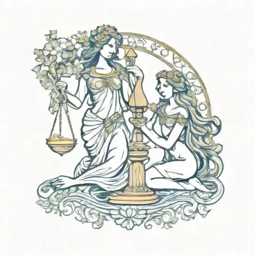 aquarius combine libra zodiac tattoo design idea