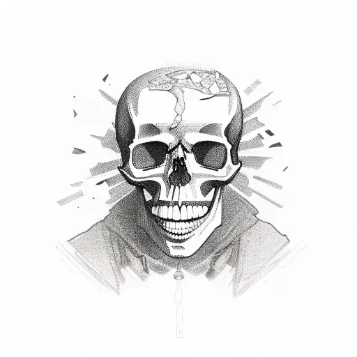 Skull and post malone  tattoo design idea