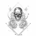 Skull and post malone  tattoo design idea