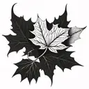 maple leaf and name intertwined tattoo design idea