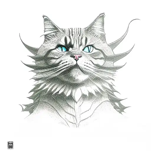 Giant cat as Godzilla, destroying the dom of cologne while chasing mothra.  tattoo design idea