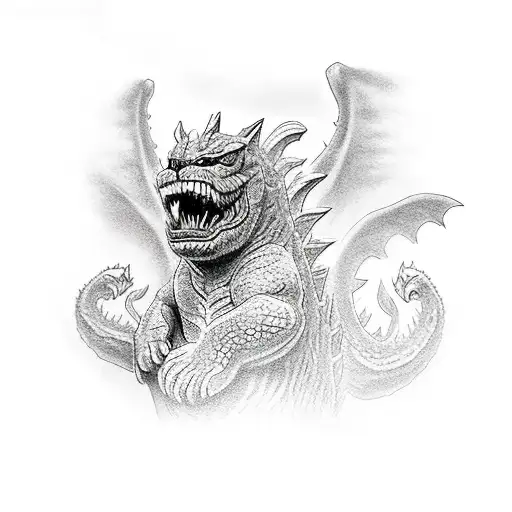 Giant cat as Godzilla, destroying the dom of cologne while chasing mothra.  tattoo design idea