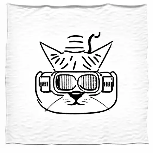 A minimalist tattoo of a cat sitting on a beach towel, wearing sunglasses and listening to music with a boombox beside tattoo design idea