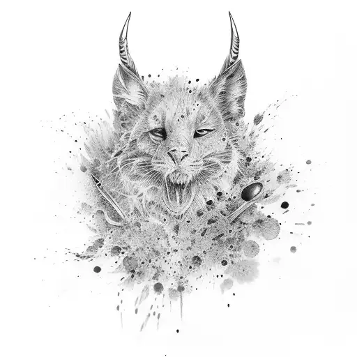 Colorful watercolor splashes forming the silhouette of a crochet hook tattoo design idea