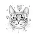 A whimsical coloring book page featuring grandchildren, coffee cups, cats, and dogs in a dotwork style tattoo design idea