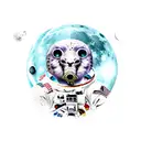 kid cudi man on the moon album with a moon man sitting on top. staring down a space highway leading to earth  tattoo design idea