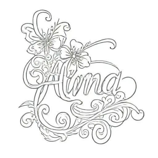 lettering cursive writing "alma" tattoo design idea