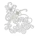 lettering cursive writing "alma" tattoo design idea