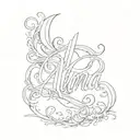 lettering cursive writing "alma" tattoo design idea