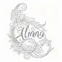 lettering cursive writing "alma" tattoo design idea