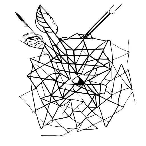 A minimalist geometric tattoo of a badminton shuttlecock surrounded by feathers tattoo design idea